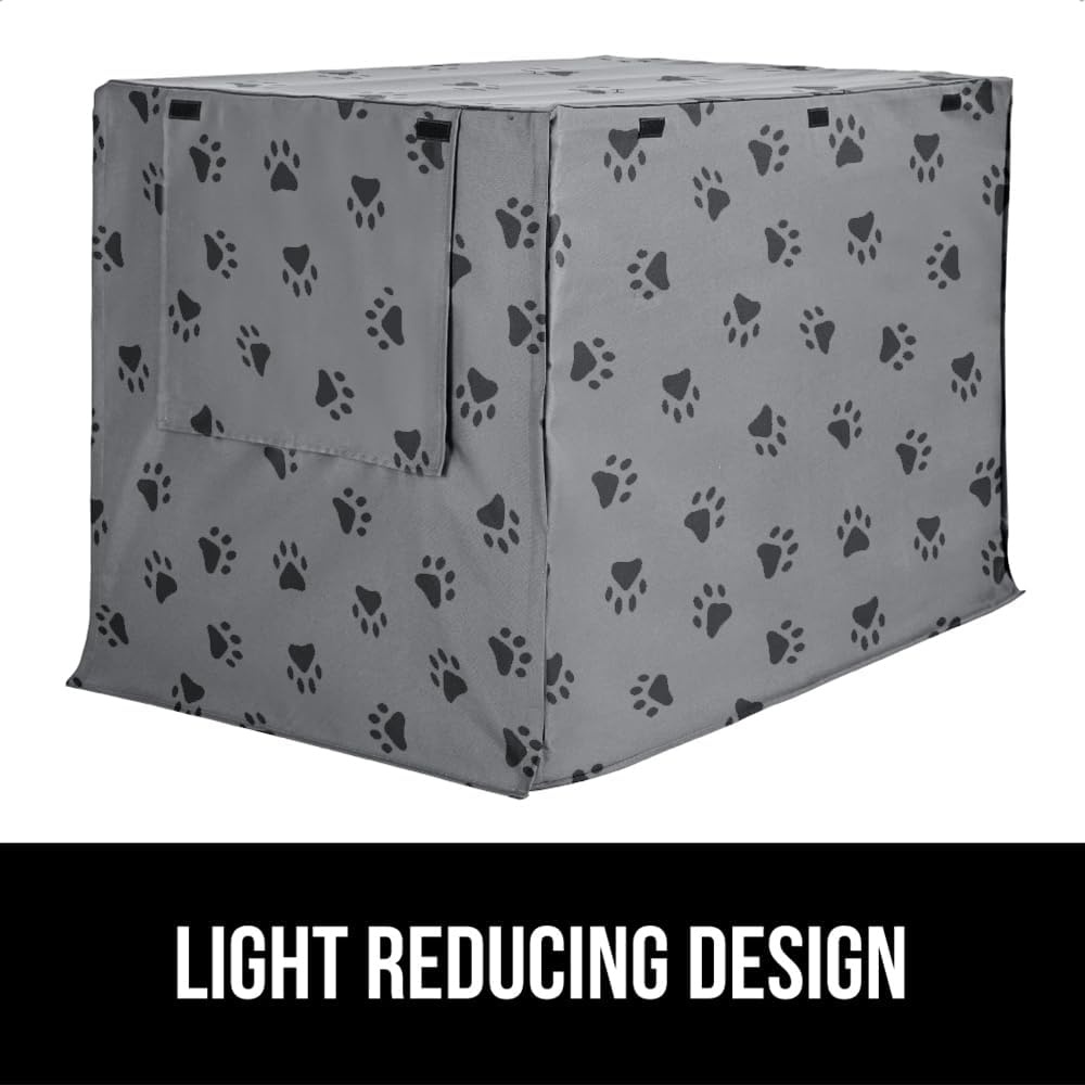 image:imageGORILLA GRIP Dog Crate Covers compatible with Amazon Basics Dog Crates All Sides Open Privacy Cover Fits 42 Wire Kennel Breathable Mesh Windows Light Reducing Puppy Training Cage Topper Gray PawGray Black Paw