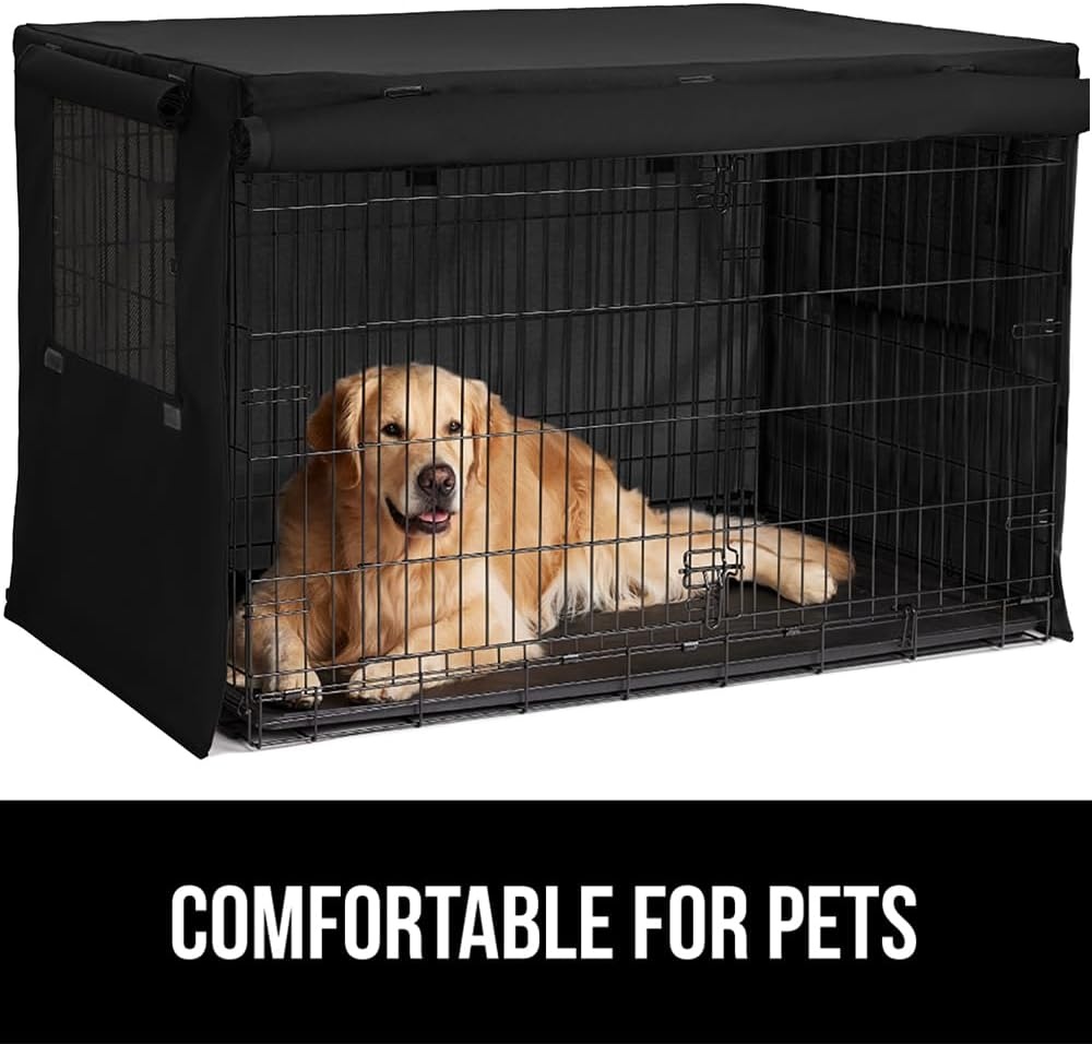 image:imageGORILLA GRIP Dog Crate Covers compatible with Amazon Basics Dog Crates All Sides Open Privacy Cover Fits 42 Wire Kennel Breathable Mesh Windows Light Reducing Puppy Training Cage Topper Gray PawBlack
