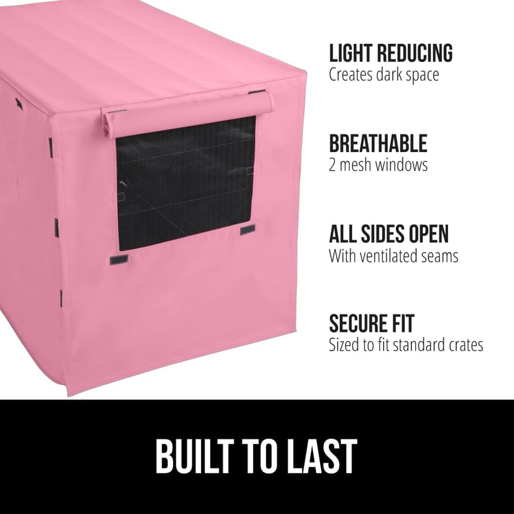 image:imageGORILLA GRIP Dog Crate Covers compatible with Amazon Basics Dog Crates All Sides Open Privacy Cover Fits 42 Wire Kennel Breathable Mesh Windows Light Reducing Puppy Training Cage Topper Gray PawPink