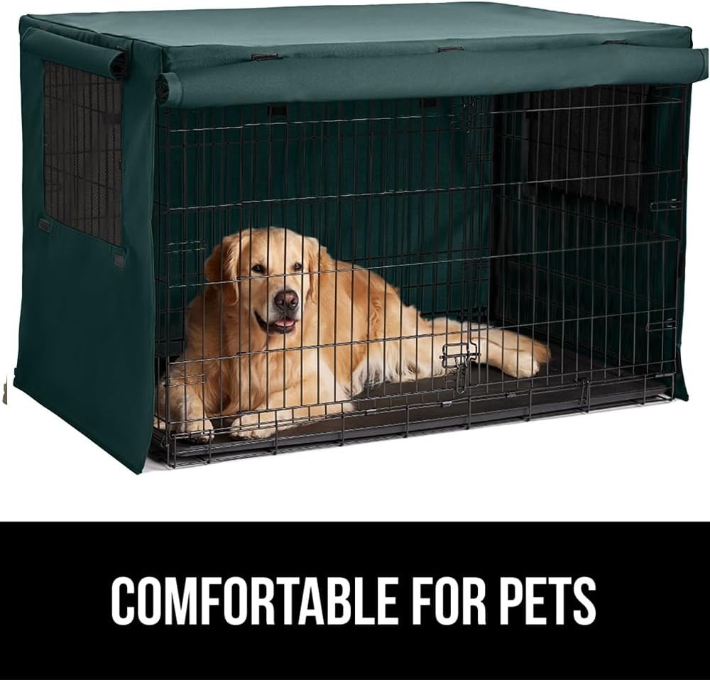 image:imageGORILLA GRIP Dog Crate Covers compatible with Amazon Basics Dog Crates All Sides Open Privacy Cover Fits 42 Wire Kennel Breathable Mesh Windows Light Reducing Puppy Training Cage Topper Gray PawHunter Green