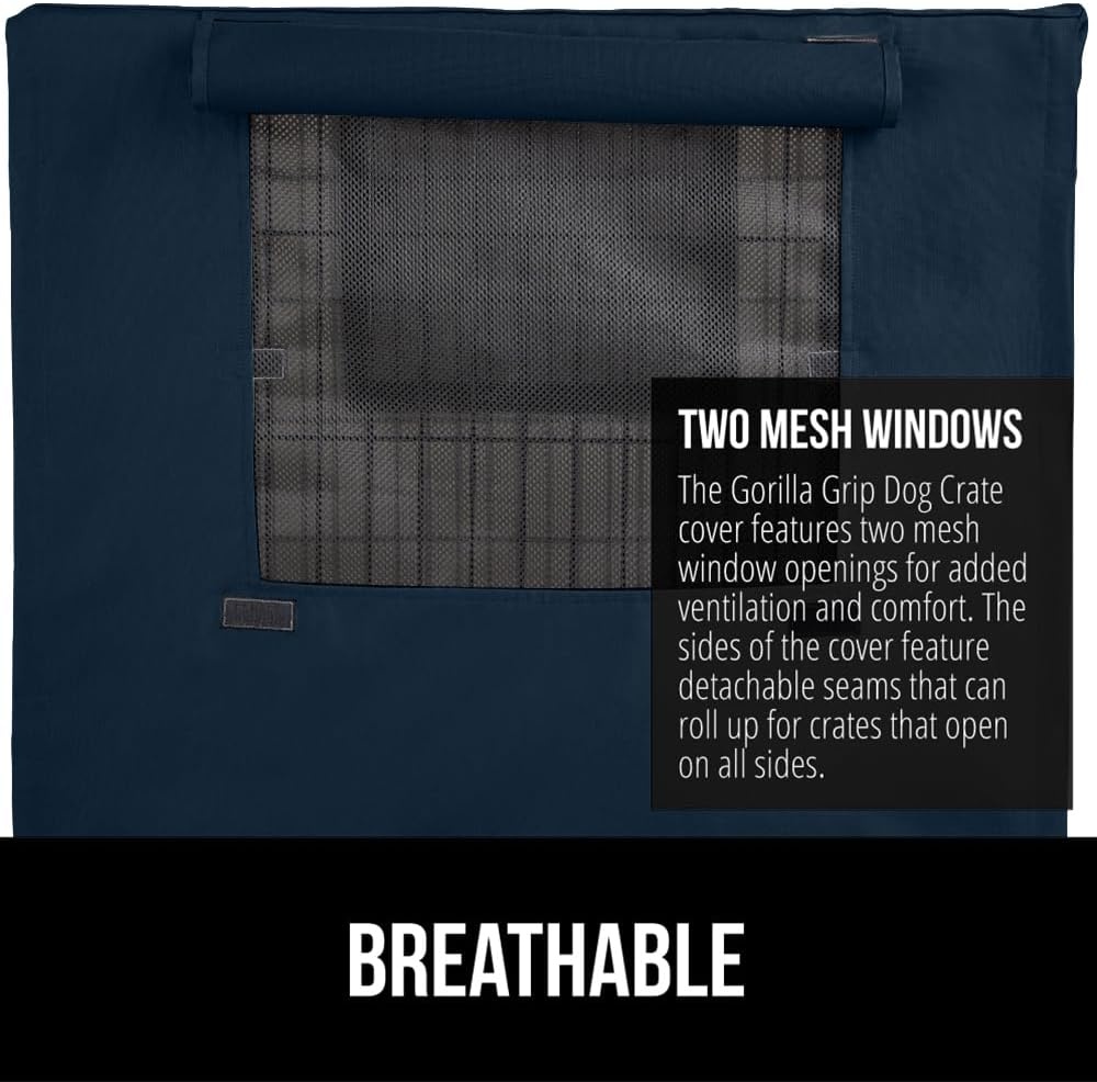 image:imageGORILLA GRIP Dog Crate Covers compatible with Amazon Basics Dog Crates All Sides Open Privacy Cover Fits 42 Wire Kennel Breathable Mesh Windows Light Reducing Puppy Training Cage Topper Gray PawNavy