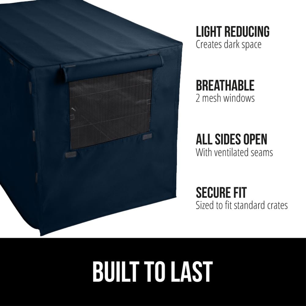 image:imageGORILLA GRIP Dog Crate Covers compatible with Amazon Basics Dog Crates All Sides Open Privacy Cover Fits 42 Wire Kennel Breathable Mesh Windows Light Reducing Puppy Training Cage Topper Gray PawNavy