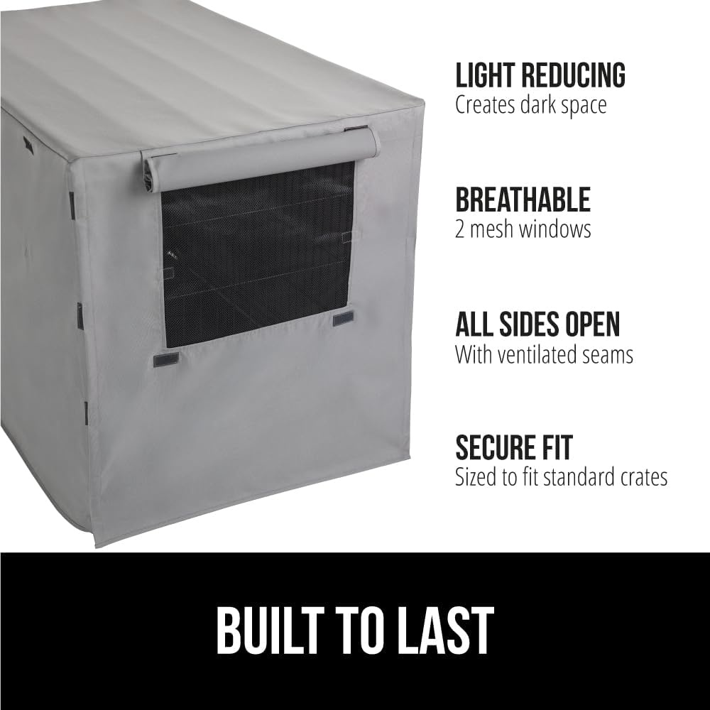 image:imageGORILLA GRIP Dog Crate Covers compatible with Amazon Basics Dog Crates All Sides Open Privacy Cover Fits 42 Wire Kennel Breathable Mesh Windows Light Reducing Puppy Training Cage Topper Gray PawGray