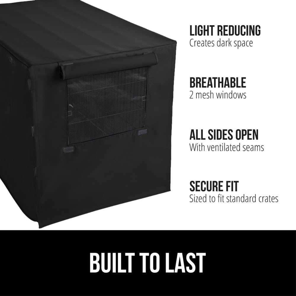 image:imageGORILLA GRIP Dog Crate Covers compatible with Amazon Basics Dog Crates All Sides Open Privacy Cover Fits 42 Wire Kennel Breathable Mesh Windows Light Reducing Puppy Training Cage Topper Gray PawBlack