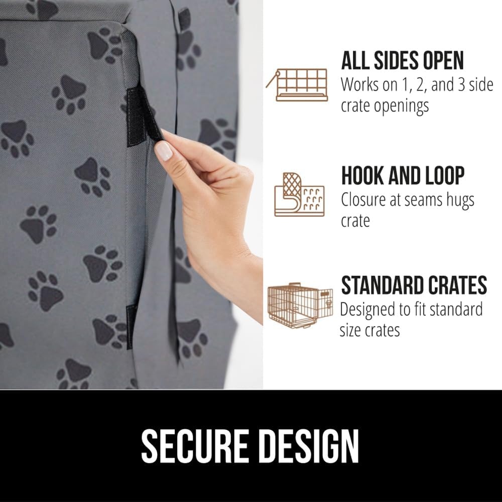 image:imageGORILLA GRIP Dog Crate Covers compatible with Amazon Basics Dog Crates All Sides Open Privacy Cover Fits 42 Wire Kennel Breathable Mesh Windows Light Reducing Puppy Training Cage Topper Gray PawGray Black Paw