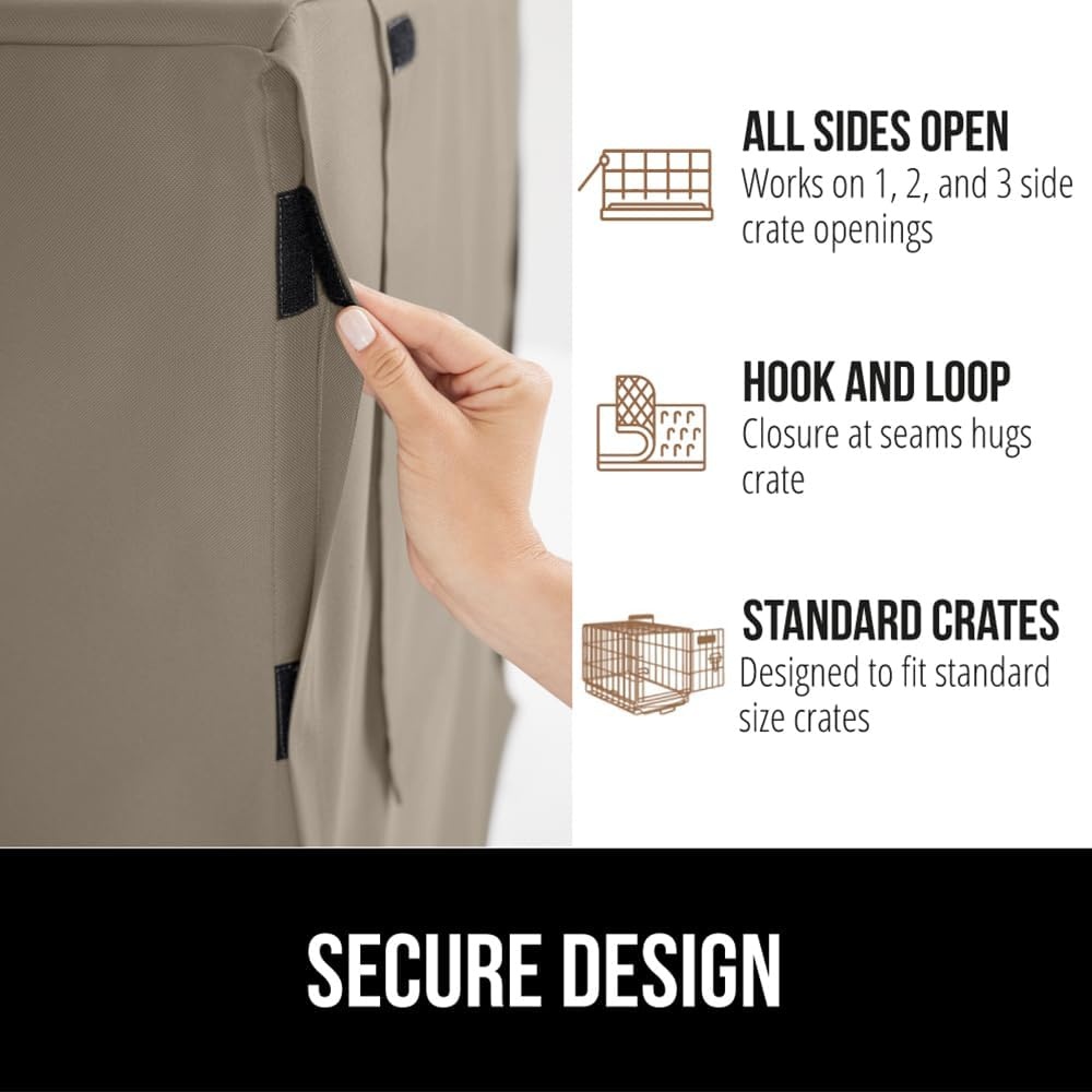 image:imageGORILLA GRIP Dog Crate Covers compatible with Amazon Basics Dog Crates All Sides Open Privacy Cover Fits 42 Wire Kennel Breathable Mesh Windows Light Reducing Puppy Training Cage Topper Gray PawLight Taupe
