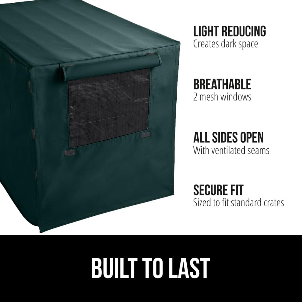 image:imageGORILLA GRIP Dog Crate Covers compatible with Amazon Basics Dog Crates All Sides Open Privacy Cover Fits 42 Wire Kennel Breathable Mesh Windows Light Reducing Puppy Training Cage Topper Gray PawHunter Green