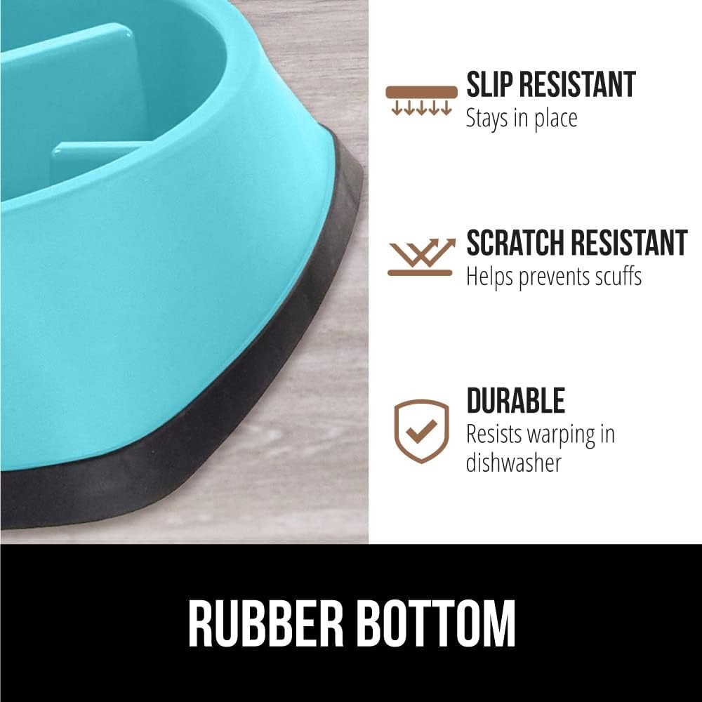 image:imageGORILLA GRIP Patented BPA Free Slow Feeder Dog Bowls Interactive Puzzle Toy for Dogs and Cats Food Training Enrichment Keeps Pets Busy and Prevents Puppy Overeating All Breeds 2 Cup GrayTurquoise