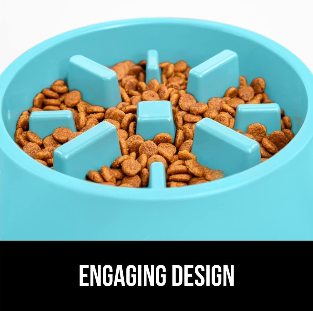 image:imageGORILLA GRIP Patented BPA Free Slow Feeder Dog Bowls Interactive Puzzle Toy for Dogs and Cats Food Training Enrichment Keeps Pets Busy and Prevents Puppy Overeating All Breeds 2 Cup GrayTurquoise