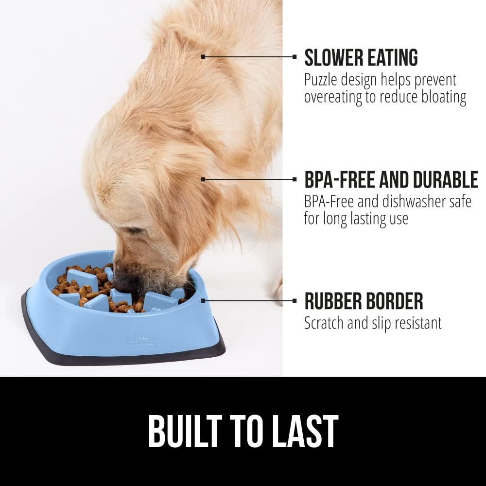image:imageGORILLA GRIP Patented BPA Free Slow Feeder Dog Bowls Interactive Puzzle Toy for Dogs and Cats Food Training Enrichment Keeps Pets Busy and Prevents Puppy Overeating All Breeds 2 Cup GrayLight Blue