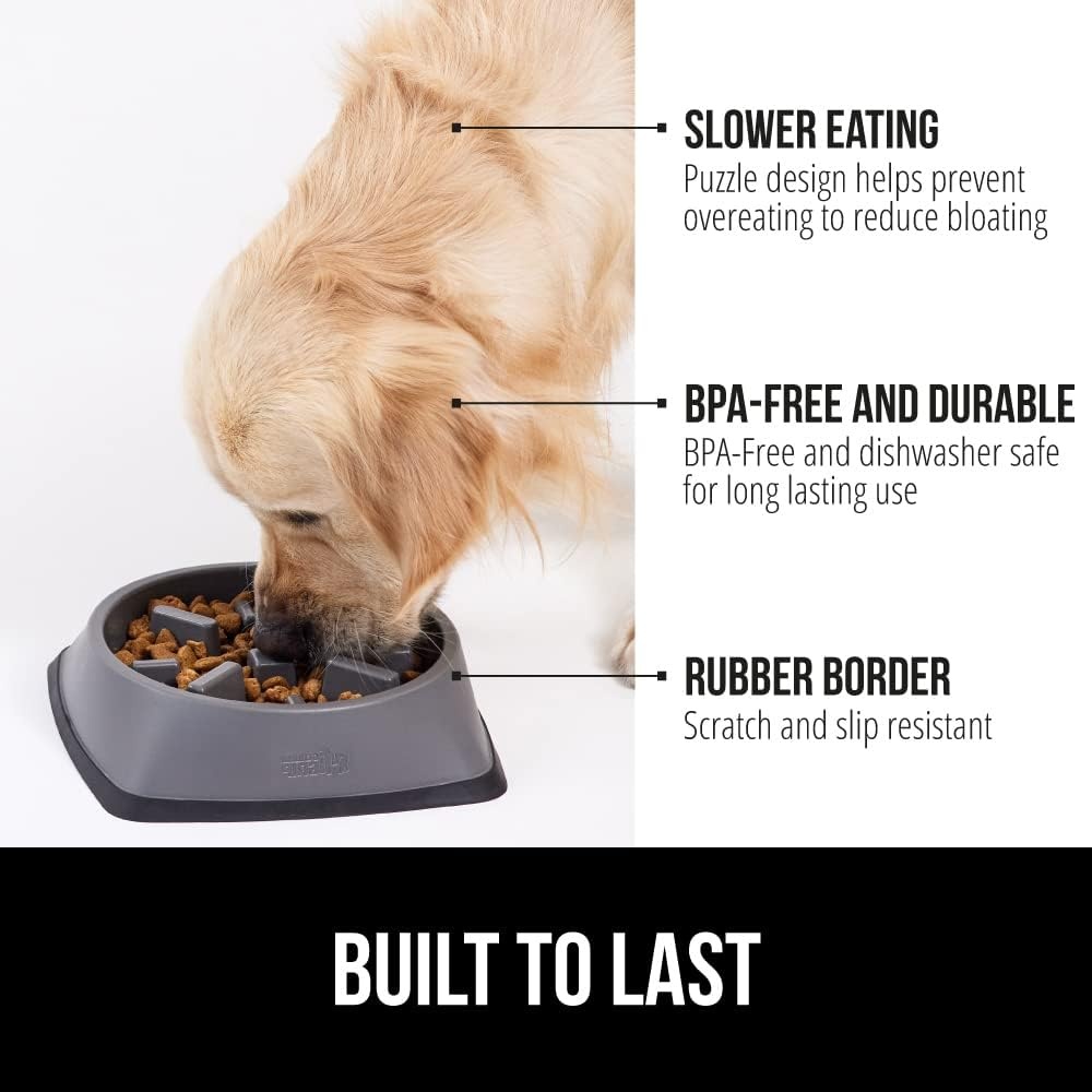image:imageGORILLA GRIP Patented BPA Free Slow Feeder Dog Bowls Interactive Puzzle Toy for Dogs and Cats Food Training Enrichment Keeps Pets Busy and Prevents Puppy Overeating All Breeds 2 Cup GrayGray