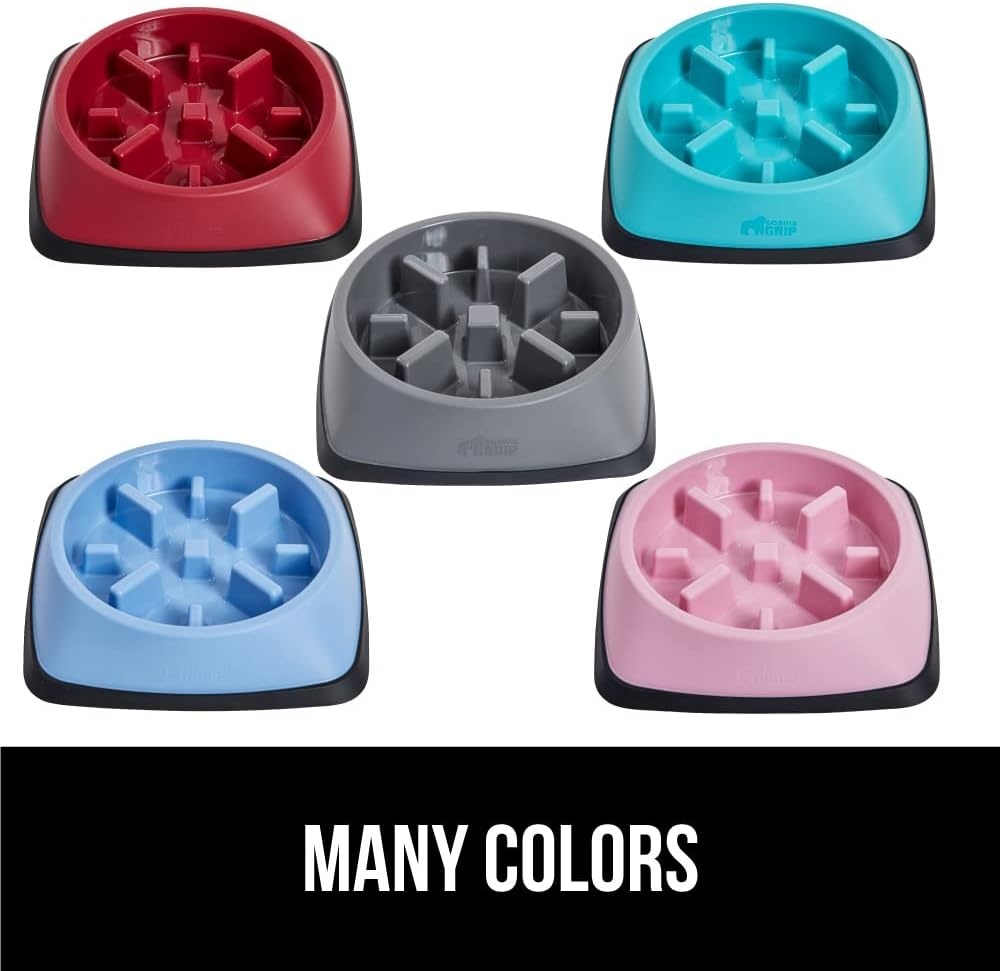 image:imageGORILLA GRIP Patented BPA Free Slow Feeder Dog Bowls Interactive Puzzle Toy for Dogs and Cats Food Training Enrichment Keeps Pets Busy and Prevents Puppy Overeating All Breeds 2 Cup GrayOrange