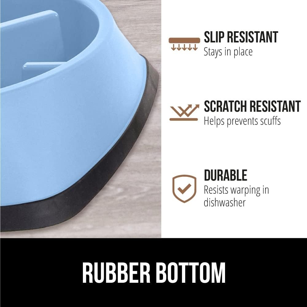 image:imageGORILLA GRIP Patented BPA Free Slow Feeder Dog Bowls Interactive Puzzle Toy for Dogs and Cats Food Training Enrichment Keeps Pets Busy and Prevents Puppy Overeating All Breeds 2 Cup GrayLight Blue