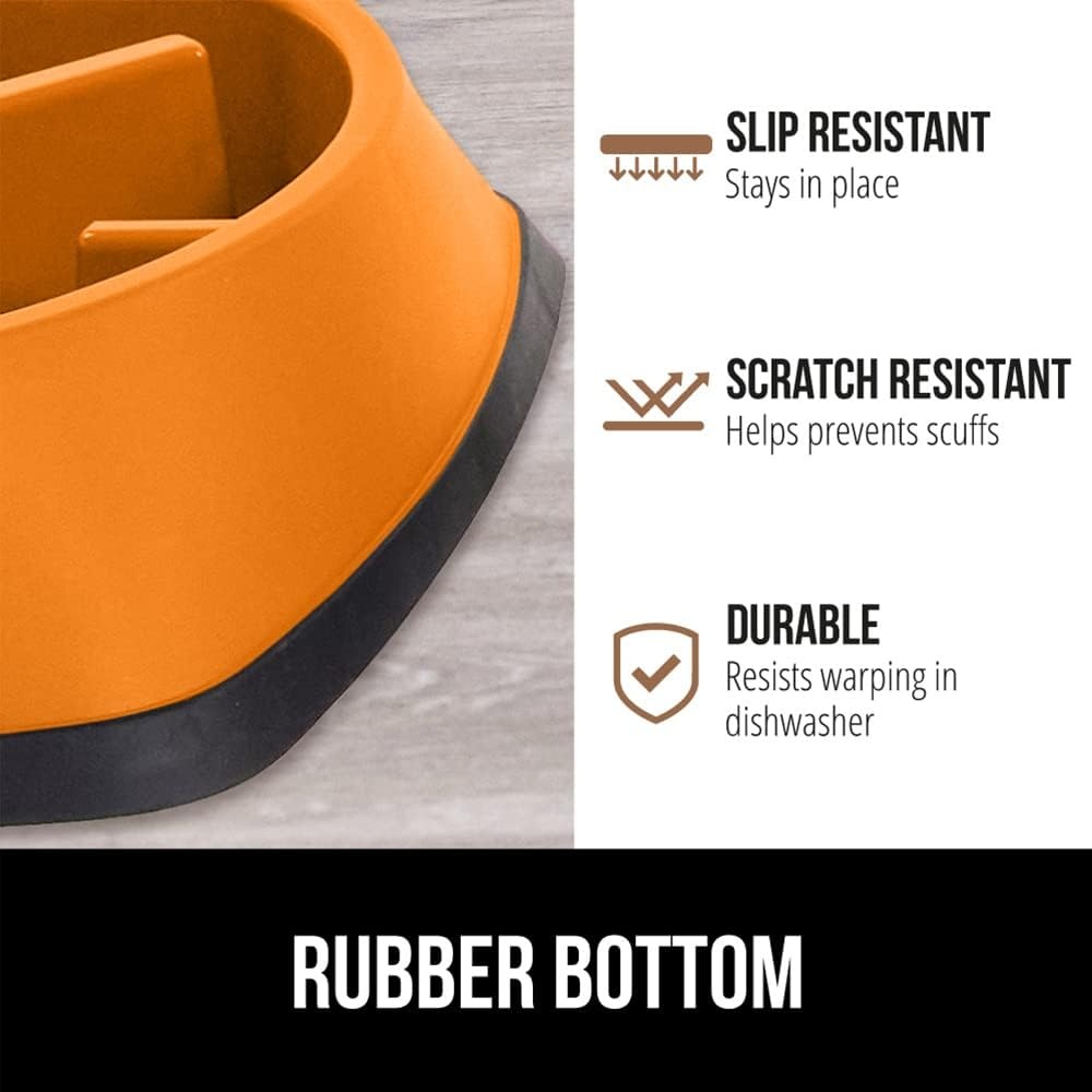 image:imageGORILLA GRIP Patented BPA Free Slow Feeder Dog Bowls Interactive Puzzle Toy for Dogs and Cats Food Training Enrichment Keeps Pets Busy and Prevents Puppy Overeating All Breeds 2 Cup GrayOrange