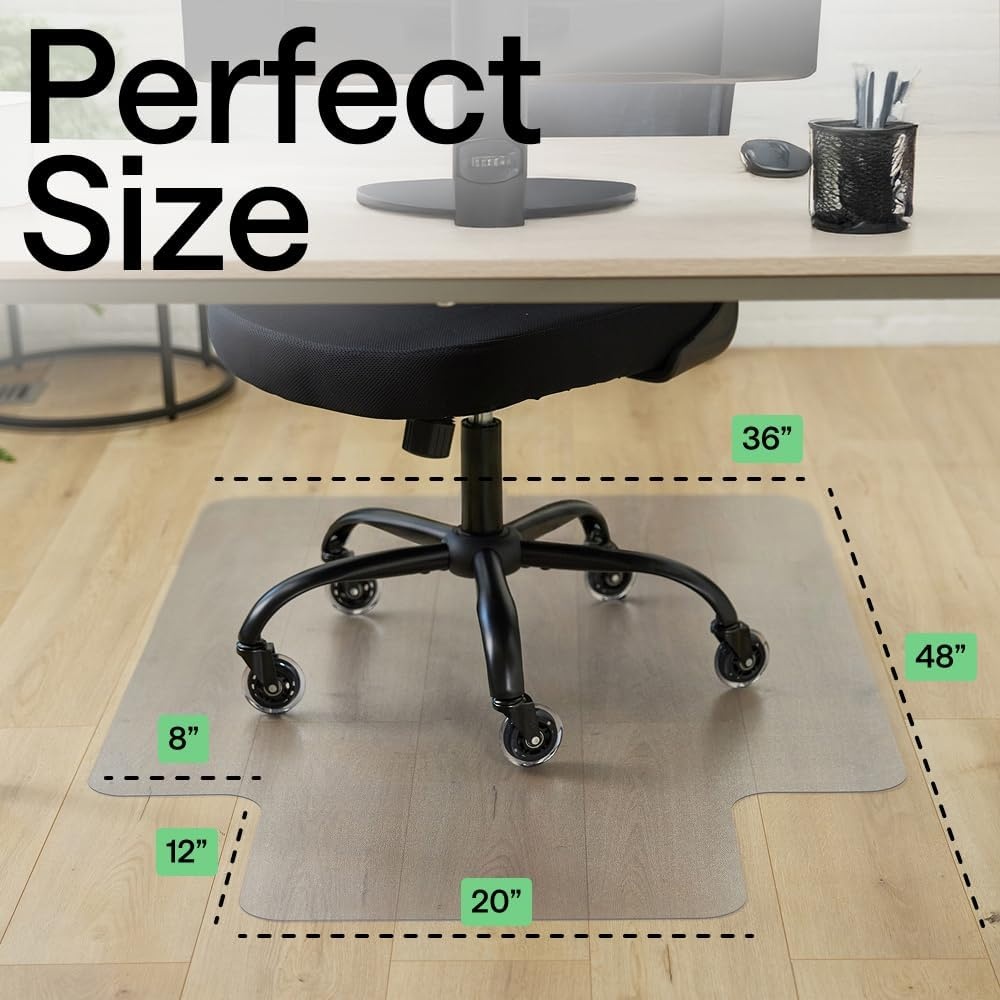 image:imageGORILLA GRIP Slip Resistant Clear Office Chair Mat for Carpet Floors Smooth Rolling Glide Under Desk Heavy Duty Plastic Computer Mats and Carpeted Floor Protector Work and Gaming Chairs 29x47Hardwood Floor with Lip