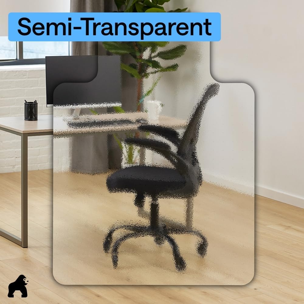 image:imageGORILLA GRIP Slip Resistant Clear Office Chair Mat for Carpet Floors Smooth Rolling Glide Under Desk Heavy Duty Plastic Computer Mats and Carpeted Floor Protector Work and Gaming Chairs 29x47Hardwood Floor with Lip