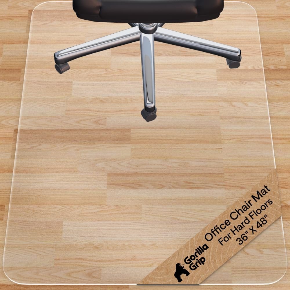image:imageGORILLA GRIP Slip Resistant Clear Office Chair Mat for Carpet Floors Smooth Rolling Glide Under Desk Heavy Duty Plastic Computer Mats and Carpeted Floor Protector Work and Gaming Chairs 29x47Hardwood Floor