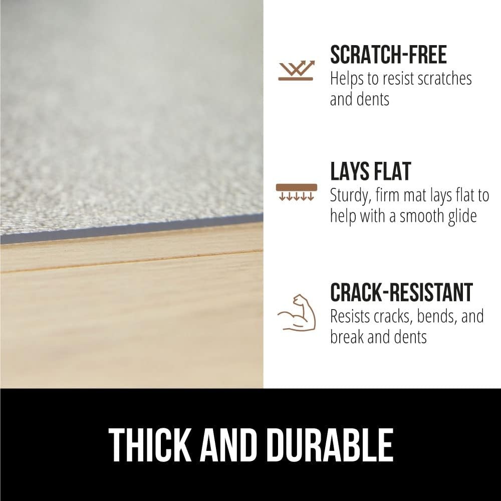 image:imageGORILLA GRIP Slip Resistant Clear Office Chair Mat for Carpet Floors Smooth Rolling Glide Under Desk Heavy Duty Plastic Computer Mats and Carpeted Floor Protector Work and Gaming Chairs 29x47Hardwood Floor