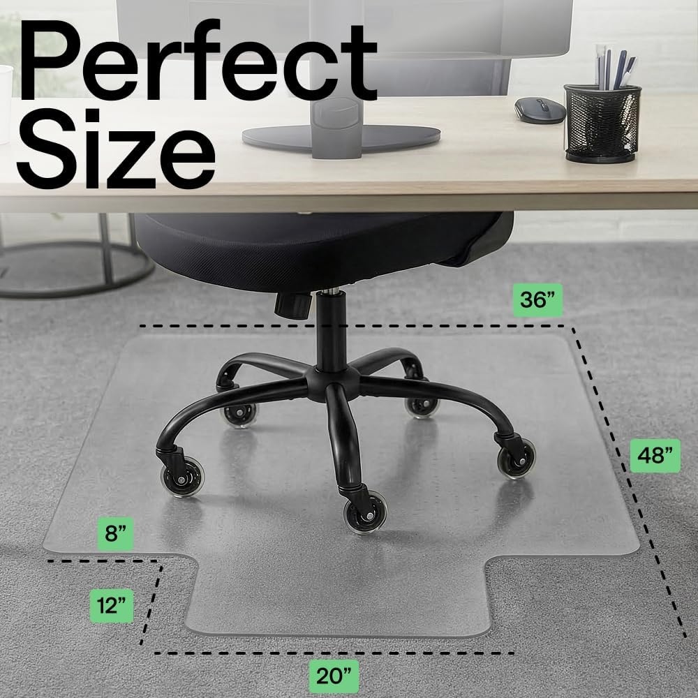 image:imageGORILLA GRIP Slip Resistant Clear Office Chair Mat for Carpet Floors Smooth Rolling Glide Under Desk Heavy Duty Plastic Computer Mats and Carpeted Floor Protector Work and Gaming Chairs 29x47Carpet Floor with Lip