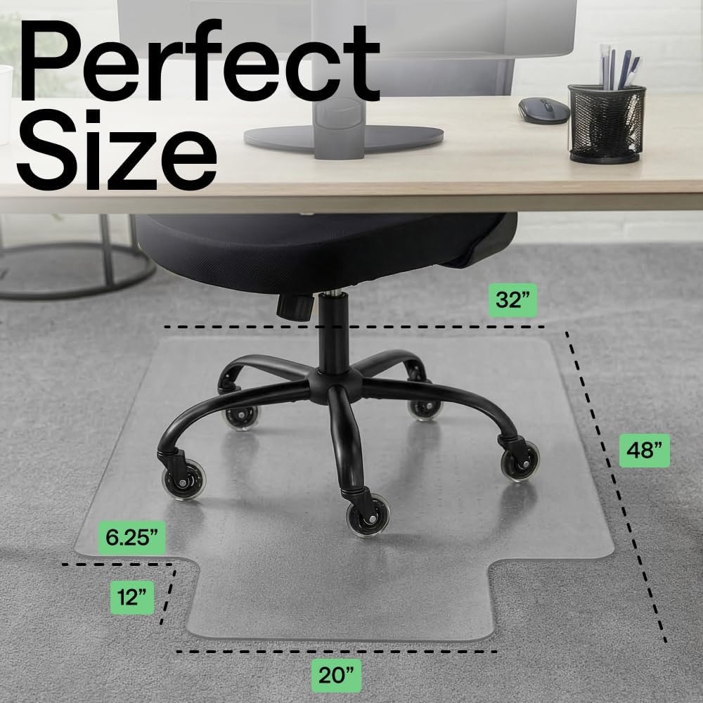 image:imageGORILLA GRIP Slip Resistant Clear Office Chair Mat for Carpet Floors Smooth Rolling Glide Under Desk Heavy Duty Plastic Computer Mats and Carpeted Floor Protector Work and Gaming Chairs 29x47Carpet Floor with Lip