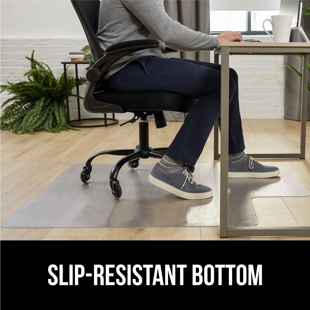 image:imageGORILLA GRIP Slip Resistant Clear Office Chair Mat for Carpet Floors Smooth Rolling Glide Under Desk Heavy Duty Plastic Computer Mats and Carpeted Floor Protector Work and Gaming Chairs 29x47Hardwood Floor