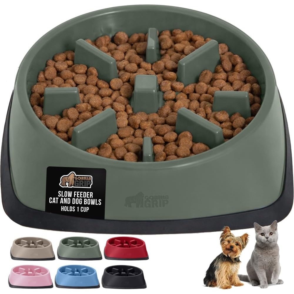 image:imageGORILLA GRIP Patented BPA Free Slow Feeder Dog Bowls Interactive Puzzle Toy for Dogs and Cats Food Training Enrichment Keeps Pets Busy and Prevents Puppy Overeating All Breeds 2 Cup GraySage
