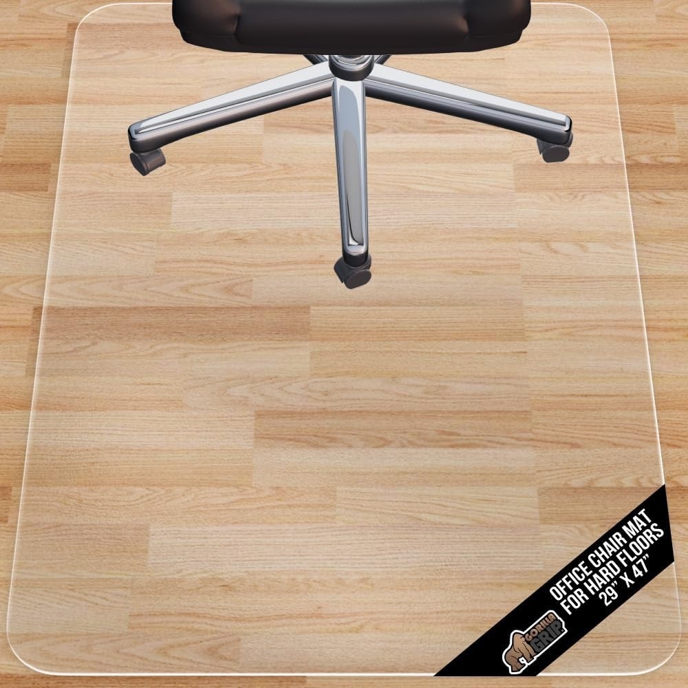 image:imageGORILLA GRIP Slip Resistant Clear Office Chair Mat for Carpet Floors Smooth Rolling Glide Under Desk Heavy Duty Plastic Computer Mats and Carpeted Floor Protector Work and Gaming Chairs 29x47Hardwood Floor