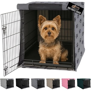 image:imageGORILLA GRIP Dog Crate Covers compatible with Amazon Basics Dog Crates All Sides Open Privacy Cover Fits 42 Wire Kennel Breathable Mesh Windows Light Reducing Puppy Training Cage Topper Gray PawGray Black Paw