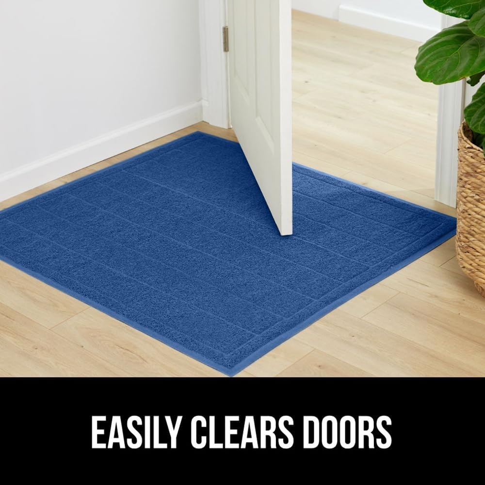 image:imageGORILLA GRIP Dirt Grabber Indoor Outdoor Door Mat 35x23 Durable Mesh Weave Dirt Trapper Doormat for Outside Entrance High Traffic Mud Scraper Low Profile for Entry Heavy Duty Welcome Mat BlackBlue
