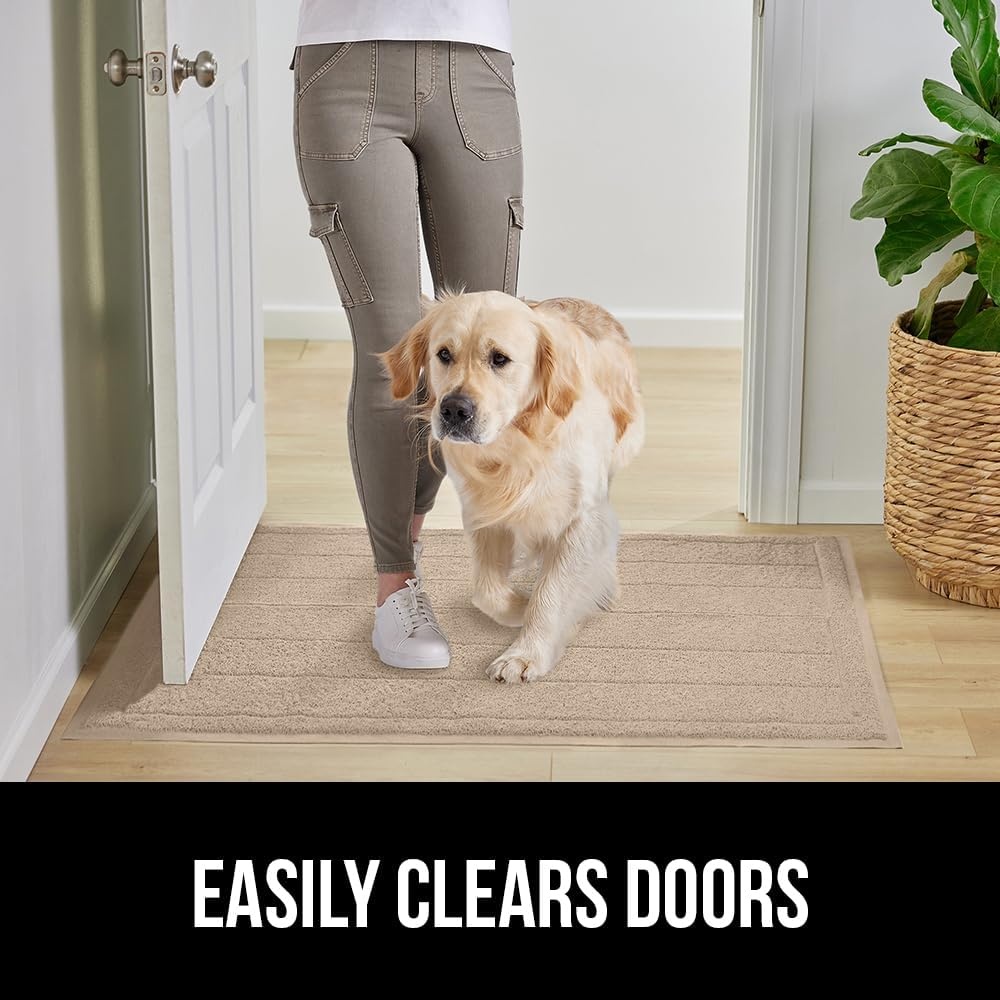 image:imageGORILLA GRIP Dirt Grabber Indoor Outdoor Door Mat 35x23 Durable Mesh Weave Dirt Trapper Doormat for Outside Entrance High Traffic Mud Scraper Low Profile for Entry Heavy Duty Welcome Mat BlackBeige