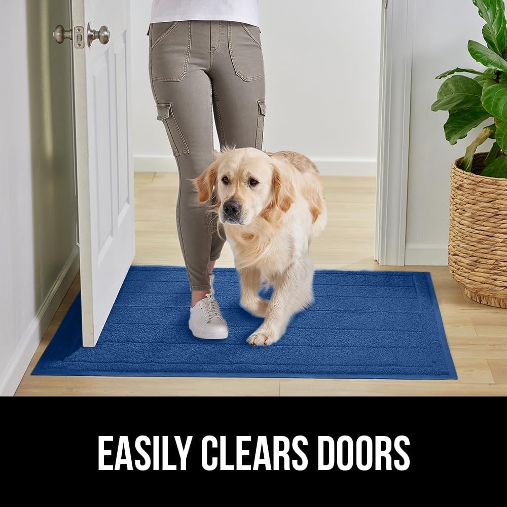 image:imageGORILLA GRIP Dirt Grabber Indoor Outdoor Door Mat 35x23 Durable Mesh Weave Dirt Trapper Doormat for Outside Entrance High Traffic Mud Scraper Low Profile for Entry Heavy Duty Welcome Mat BlackBlue