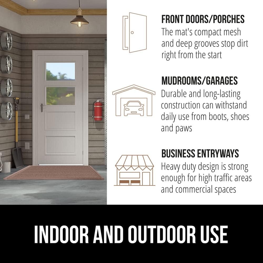 image:imageGORILLA GRIP Dirt Grabber Indoor Outdoor Door Mat 35x23 Durable Mesh Weave Dirt Trapper Doormat for Outside Entrance High Traffic Mud Scraper Low Profile for Entry Heavy Duty Welcome Mat BlackLatte