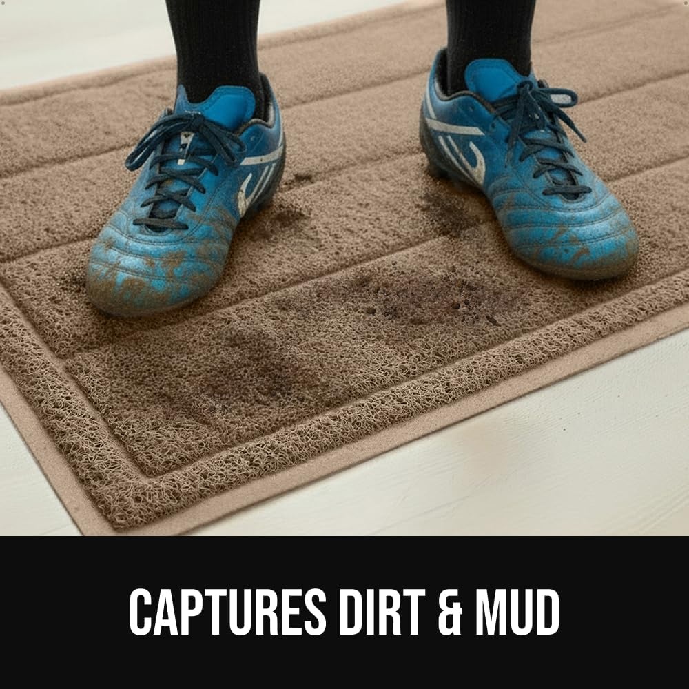 image:imageGORILLA GRIP Dirt Grabber Indoor Outdoor Door Mat 35x23 Durable Mesh Weave Dirt Trapper Doormat for Outside Entrance High Traffic Mud Scraper Low Profile for Entry Heavy Duty Welcome Mat BlackTaupe