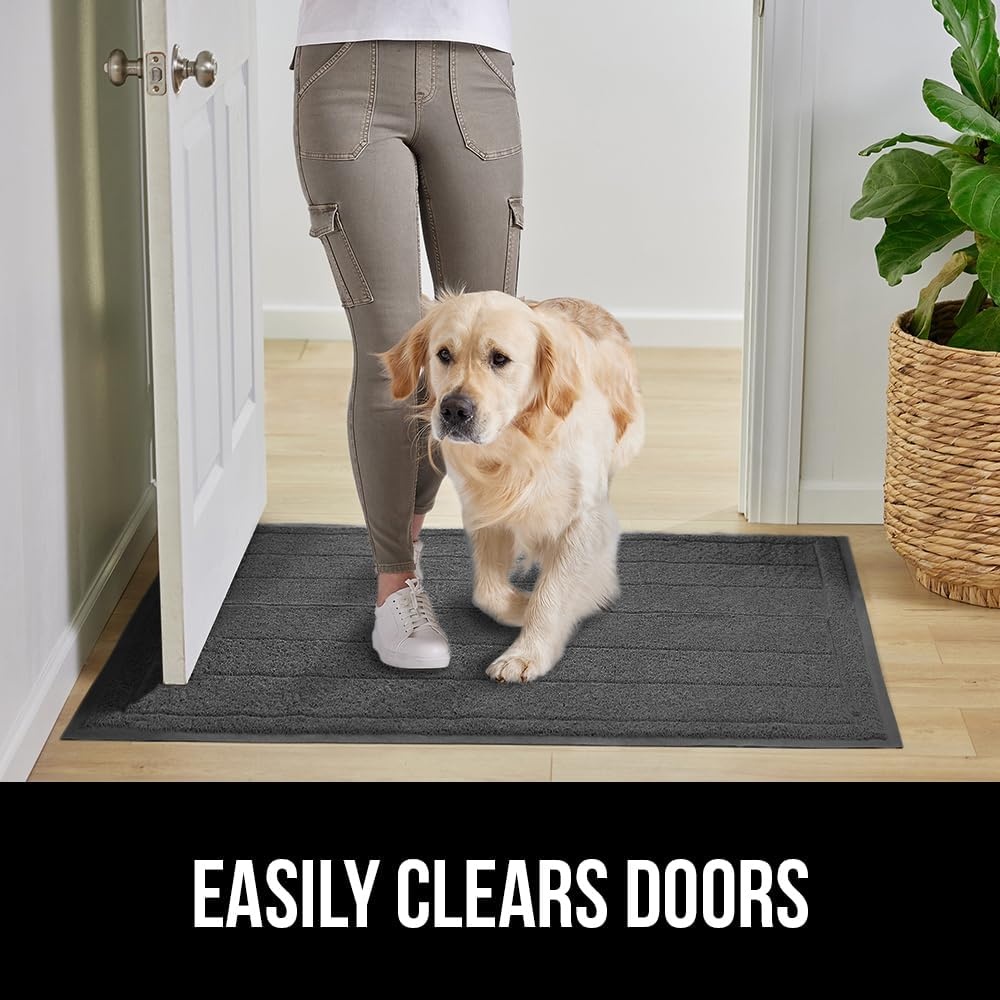 image:imageGORILLA GRIP Dirt Grabber Indoor Outdoor Door Mat 35x23 Durable Mesh Weave Dirt Trapper Doormat for Outside Entrance High Traffic Mud Scraper Low Profile for Entry Heavy Duty Welcome Mat BlackDark Gray