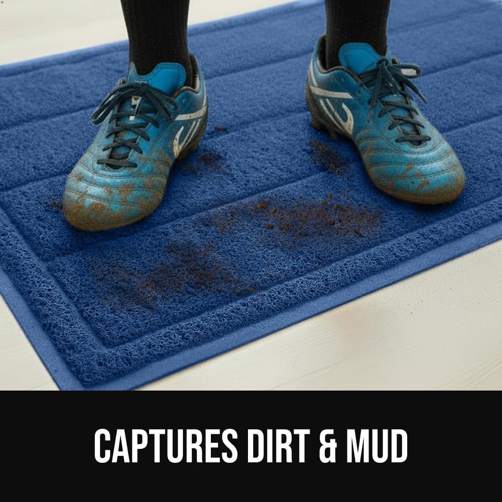image:imageGORILLA GRIP Dirt Grabber Indoor Outdoor Door Mat 35x23 Durable Mesh Weave Dirt Trapper Doormat for Outside Entrance High Traffic Mud Scraper Low Profile for Entry Heavy Duty Welcome Mat BlackBlue