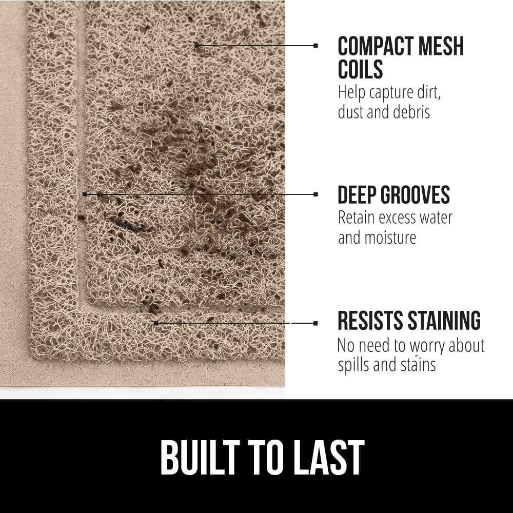 image:imageGORILLA GRIP Dirt Grabber Indoor Outdoor Door Mat 35x23 Durable Mesh Weave Dirt Trapper Doormat for Outside Entrance High Traffic Mud Scraper Low Profile for Entry Heavy Duty Welcome Mat BlackBeige