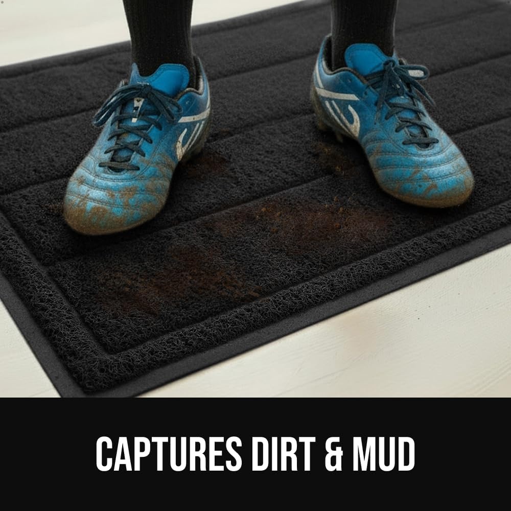 image:imageGORILLA GRIP Dirt Grabber Indoor Outdoor Door Mat 35x23 Durable Mesh Weave Dirt Trapper Doormat for Outside Entrance High Traffic Mud Scraper Low Profile for Entry Heavy Duty Welcome Mat BlackBlack