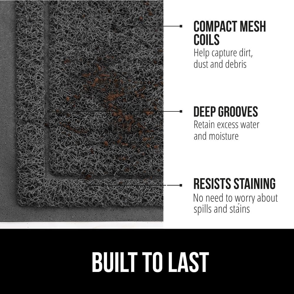 image:imageGORILLA GRIP Dirt Grabber Indoor Outdoor Door Mat 35x23 Durable Mesh Weave Dirt Trapper Doormat for Outside Entrance High Traffic Mud Scraper Low Profile for Entry Heavy Duty Welcome Mat BlackDark Gray