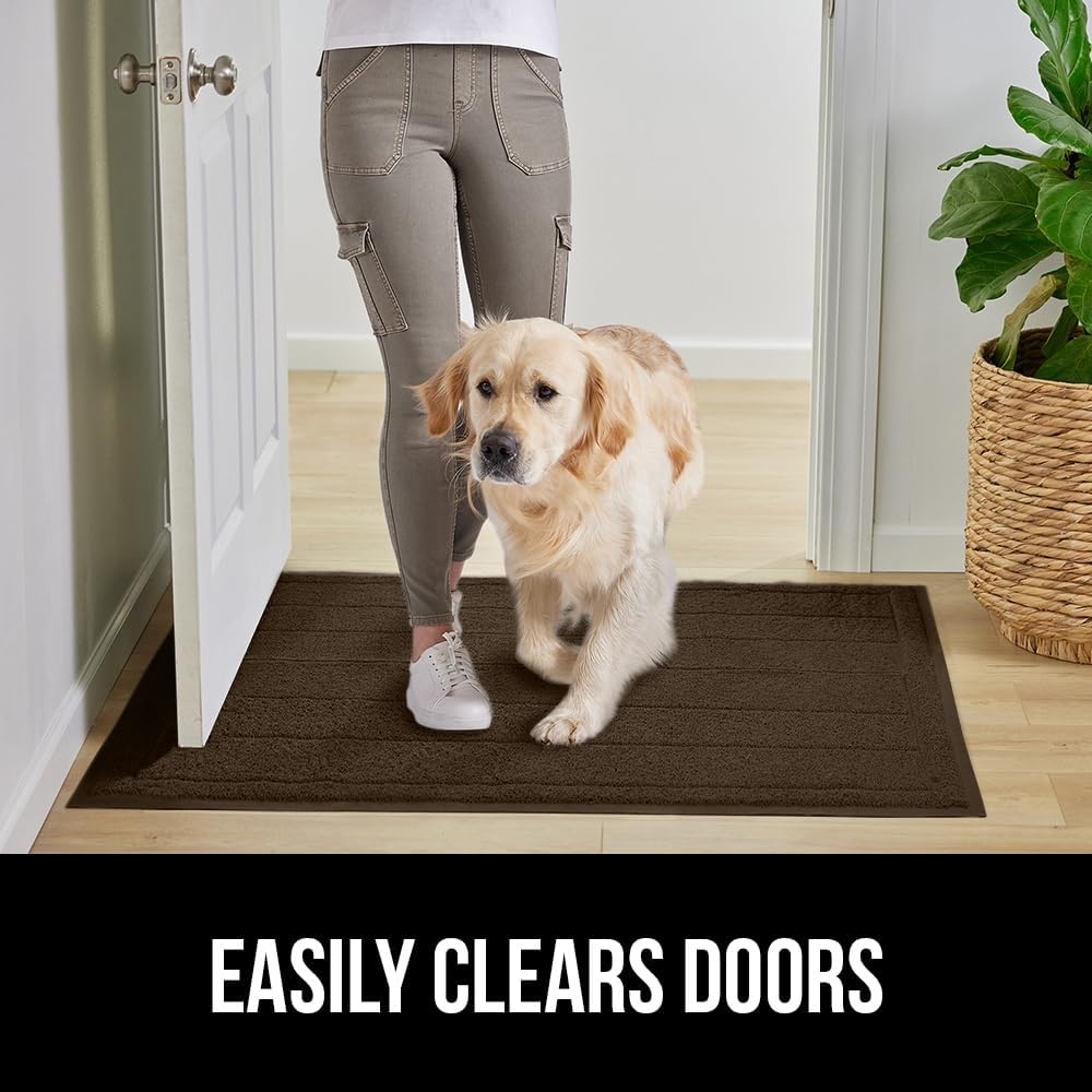 image:imageGORILLA GRIP Dirt Grabber Indoor Outdoor Door Mat 35x23 Durable Mesh Weave Dirt Trapper Doormat for Outside Entrance High Traffic Mud Scraper Low Profile for Entry Heavy Duty Welcome Mat BlackBrown