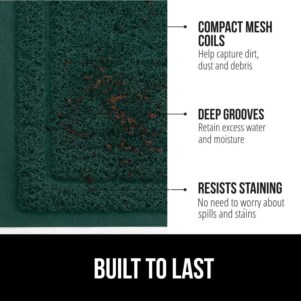 image:imageGORILLA GRIP Dirt Grabber Indoor Outdoor Door Mat 35x23 Durable Mesh Weave Dirt Trapper Doormat for Outside Entrance High Traffic Mud Scraper Low Profile for Entry Heavy Duty Welcome Mat BlackHunter Green