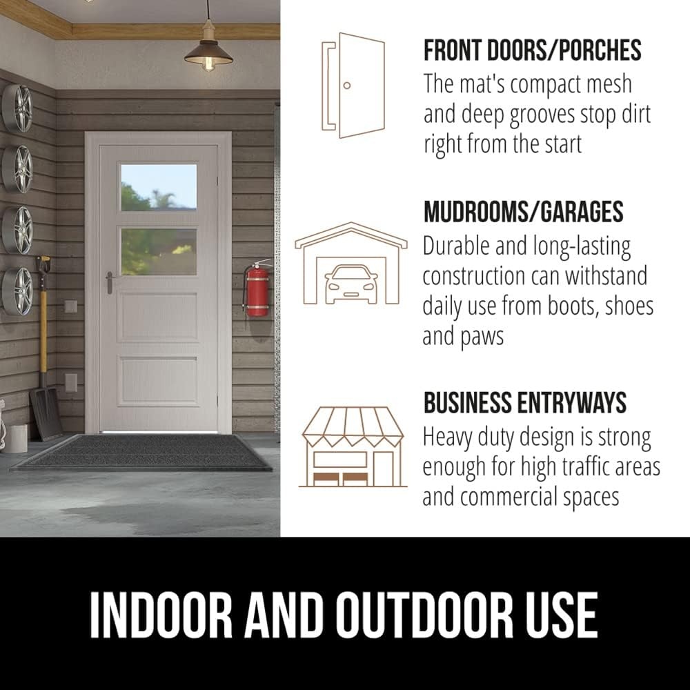 image:imageGORILLA GRIP Dirt Grabber Indoor Outdoor Door Mat 35x23 Durable Mesh Weave Dirt Trapper Doormat for Outside Entrance High Traffic Mud Scraper Low Profile for Entry Heavy Duty Welcome Mat BlackDark Gray