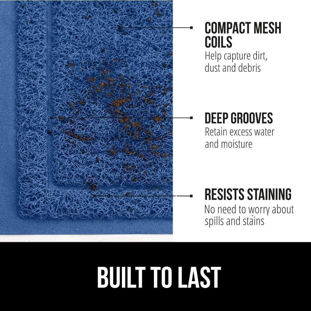 image:imageGORILLA GRIP Dirt Grabber Indoor Outdoor Door Mat 35x23 Durable Mesh Weave Dirt Trapper Doormat for Outside Entrance High Traffic Mud Scraper Low Profile for Entry Heavy Duty Welcome Mat BlackBlue