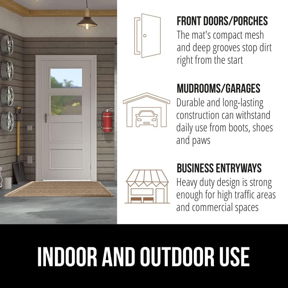 image:imageGORILLA GRIP Dirt Grabber Indoor Outdoor Door Mat 35x23 Durable Mesh Weave Dirt Trapper Doormat for Outside Entrance High Traffic Mud Scraper Low Profile for Entry Heavy Duty Welcome Mat BlackTaupe
