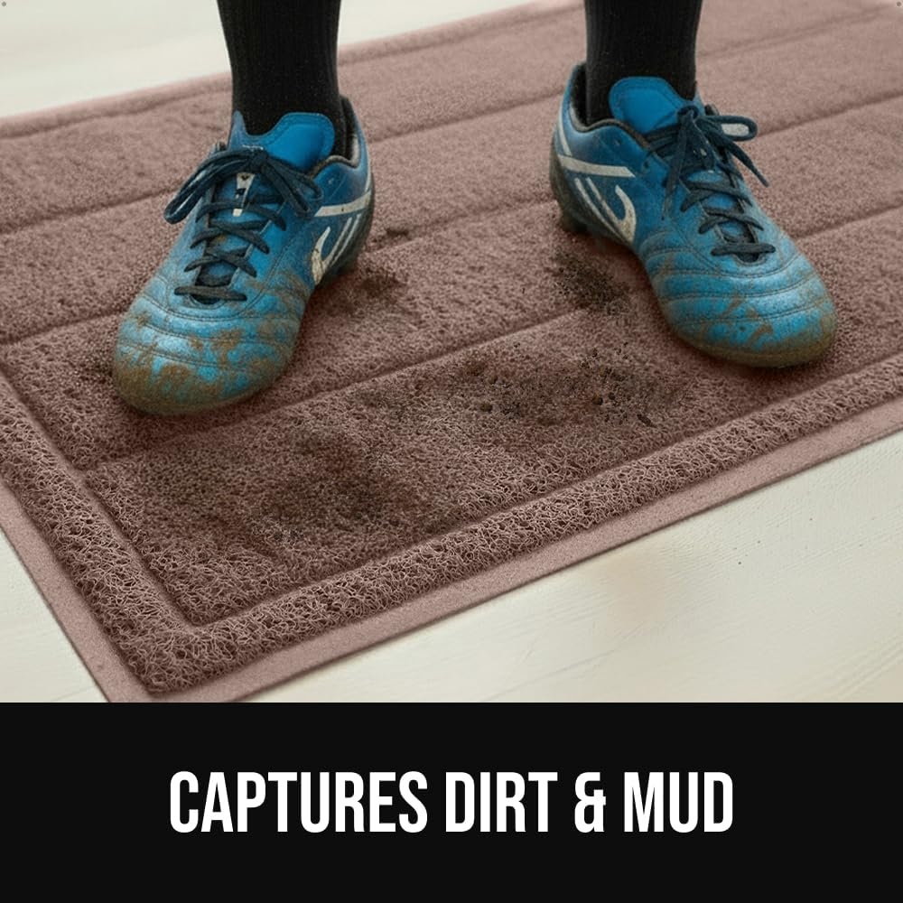 image:imageGORILLA GRIP Dirt Grabber Indoor Outdoor Door Mat 35x23 Durable Mesh Weave Dirt Trapper Doormat for Outside Entrance High Traffic Mud Scraper Low Profile for Entry Heavy Duty Welcome Mat BlackLatte