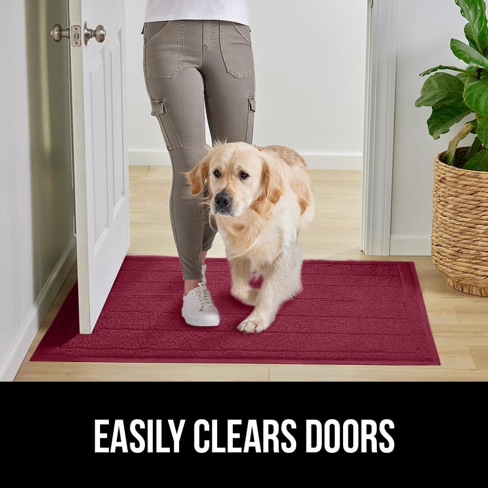 image:imageGORILLA GRIP Dirt Grabber Indoor Outdoor Door Mat 35x23 Durable Mesh Weave Dirt Trapper Doormat for Outside Entrance High Traffic Mud Scraper Low Profile for Entry Heavy Duty Welcome Mat BlackBurgundy Wine