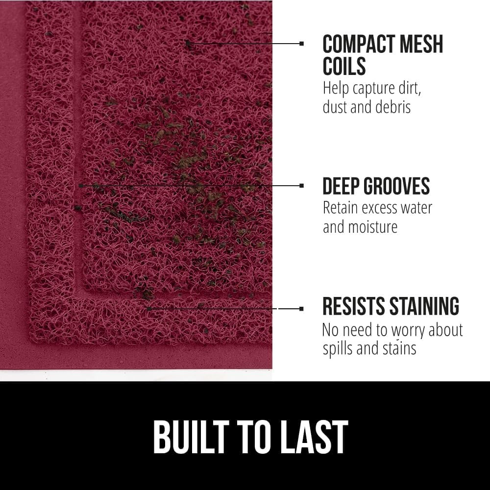 image:imageGORILLA GRIP Dirt Grabber Indoor Outdoor Door Mat 35x23 Durable Mesh Weave Dirt Trapper Doormat for Outside Entrance High Traffic Mud Scraper Low Profile for Entry Heavy Duty Welcome Mat BlackBurgundy Wine