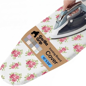 image:imageGORILLA GRIP The Original Ironing Board Cover and Pad Silicone Coating 400F Scorch Resistant Thick Padding Heavy Duty Iron Covers Standard Boards Hook and Loop Fastener Strap Silver 15x54Pink Floral