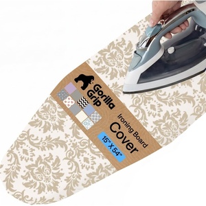image:imageGORILLA GRIP The Original Ironing Board Cover and Pad Silicone Coating 400F Scorch Resistant Thick Padding Heavy Duty Iron Covers Standard Boards Hook and Loop Fastener Strap Silver 15x54Damask