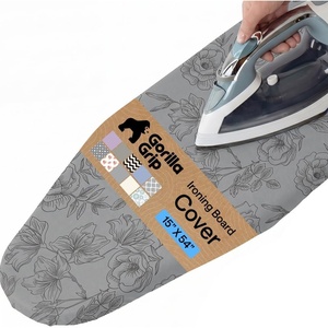 image:imageGORILLA GRIP The Original Ironing Board Cover and Pad Silicone Coating 400F Scorch Resistant Thick Padding Heavy Duty Iron Covers Standard Boards Hook and Loop Fastener Strap Silver 15x54Gray Floral