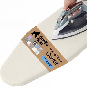image:imageGORILLA GRIP The Original Ironing Board Cover and Pad Silicone Coating 400F Scorch Resistant Thick Padding Heavy Duty Iron Covers Standard Boards Hook and Loop Fastener Strap Silver 15x54Linen